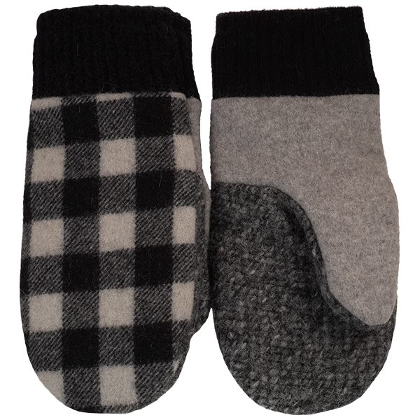 Black and White Buffalo Plaid Wool with Wool Cuffs