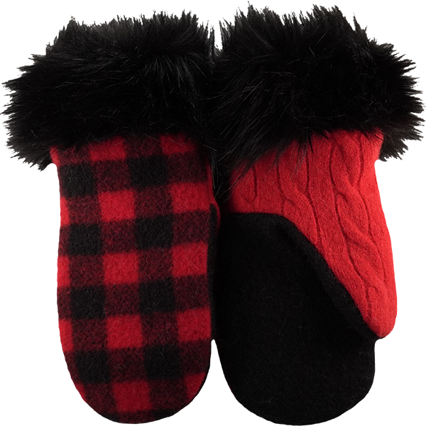 Red Buffalo Plaid Wool with Fur Cuffs