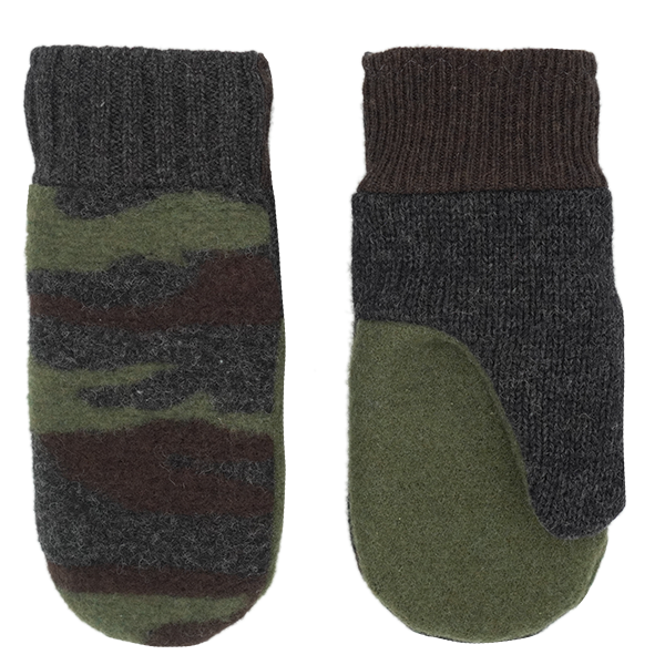 Green/Gray/Brown Camo Wool Mitts