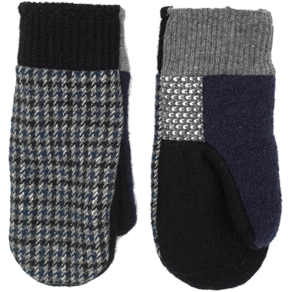 Dark Blue, Black and Gray Plaid Mitts