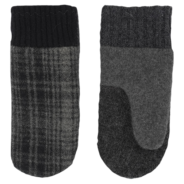 Gray and Black Plaid Mitts