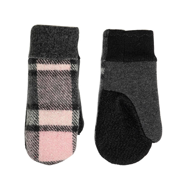 Pink / Gray / Black Plaid Wool With Wool Cuffs