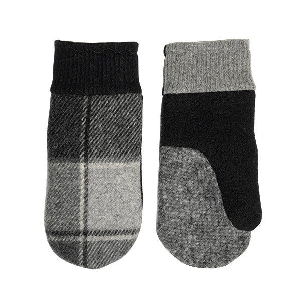 Gray And Black Plaid Wool With Wool Cuff