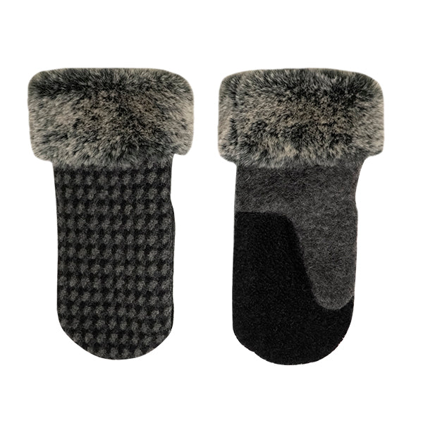 Black And Gray Wool With Fur Cuffs